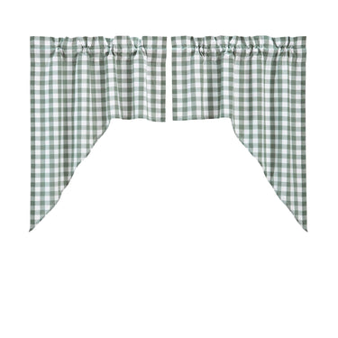 Annie Buffalo Green Check Swag Curtain Set of 2 36x36x16 VHC Brands - The Fox Decor